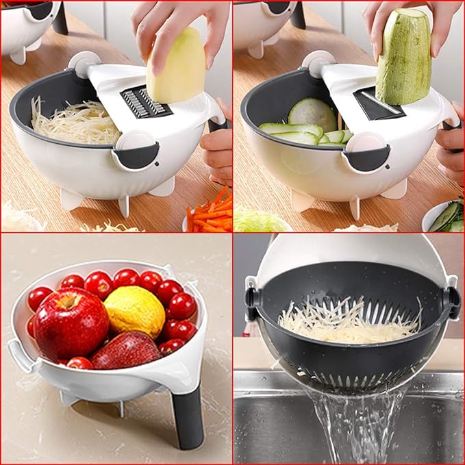 9 In 1 Vegetable Cutter With Drain Basket