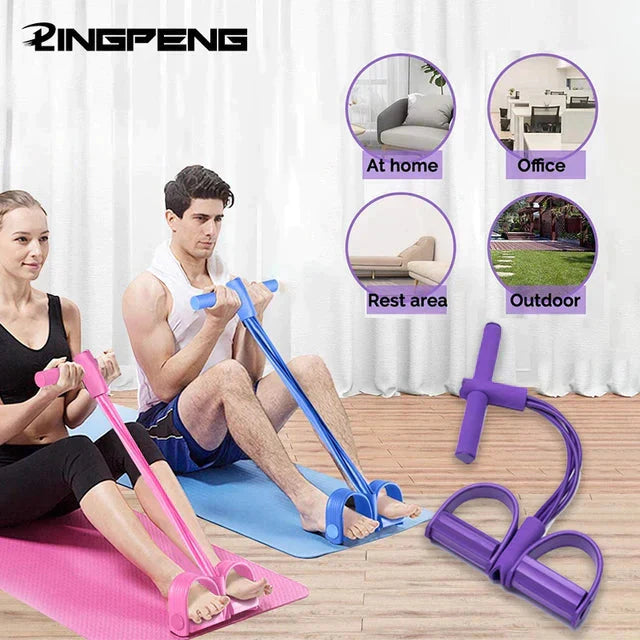 4 Tube Elastic Pedal Multi Function Puller Rope For Fitness Exercises