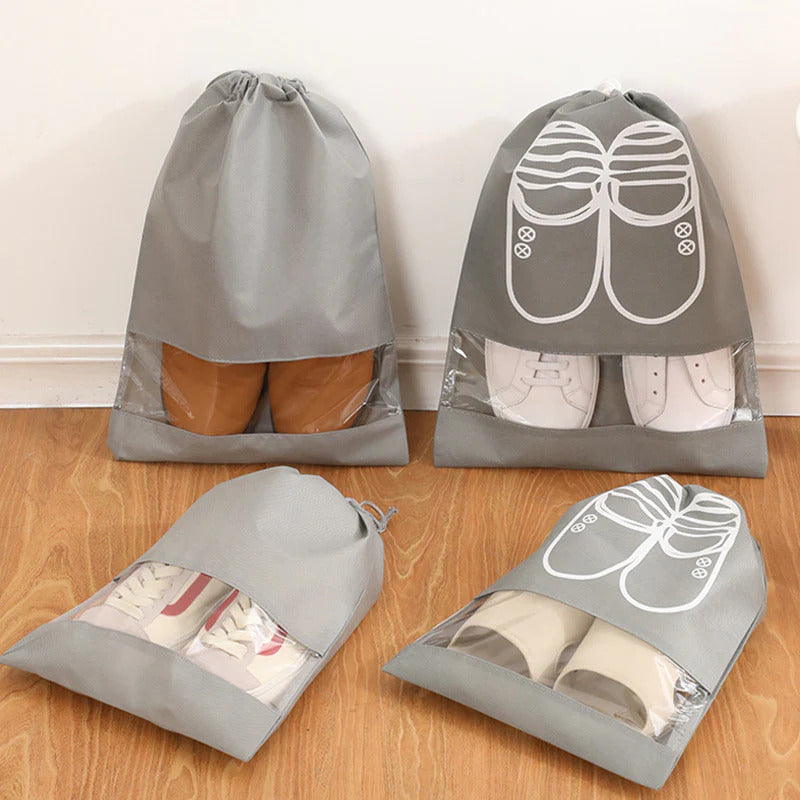 Pack of 6 - Travel Shoes Storage bag with clear window